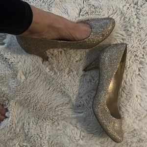 Spring sparkle gold shoes , size 11, 8 cm heels
